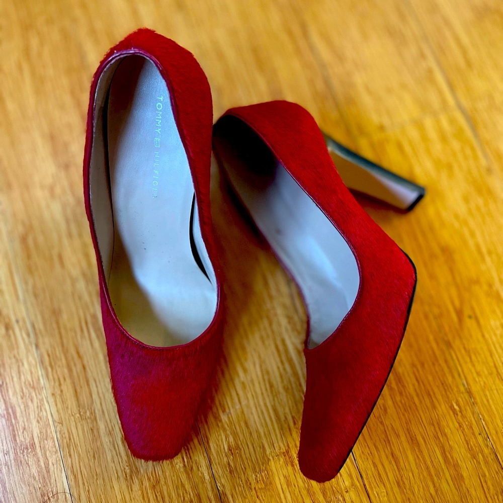 Stunning Red Calf Hair Tommy Hilfiger High Heel